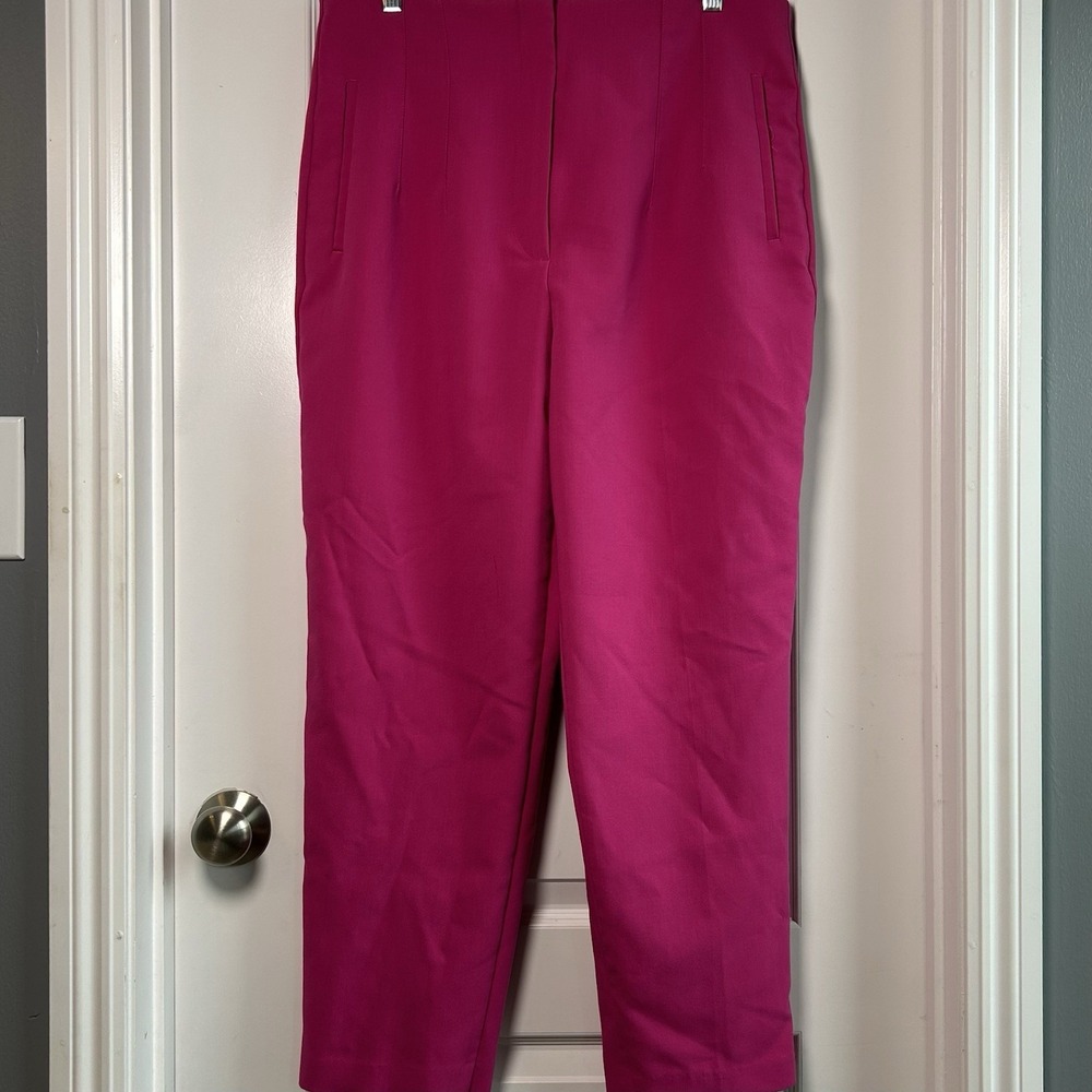 Zara Hot Pink High Rise Tapered Trousers Barbiecore Maximalist Statement Style